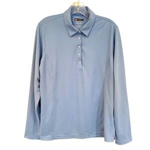 Bermuda Sands Long Sleeve Polo Golf Shirt Women's L Light Blue Athletic Preppy